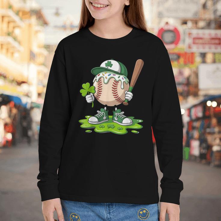 Toddler Baseball Drip Ice Cream Boys Kids St Patricks Day Youth Long Sleeve Tee
