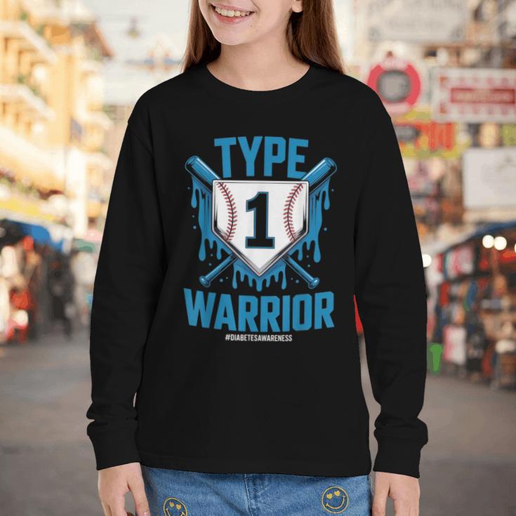 Type 1 Warrior Diabetes Awareness Baseball Enthusiasts Youth Long Sleeve Tee Type 1 Warrior Diabetes Awareness Baseball Enthusiasts Youth Long Sleeve Tee