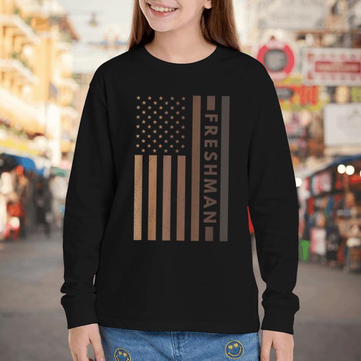 USA Flag Freshman 9th Ninth Grade Back To School Juneteenth Youth Long Sleeve Tee USA Flag Freshman 9th Ninth Grade Back To School Juneteenth Youth Long Sleeve Tee