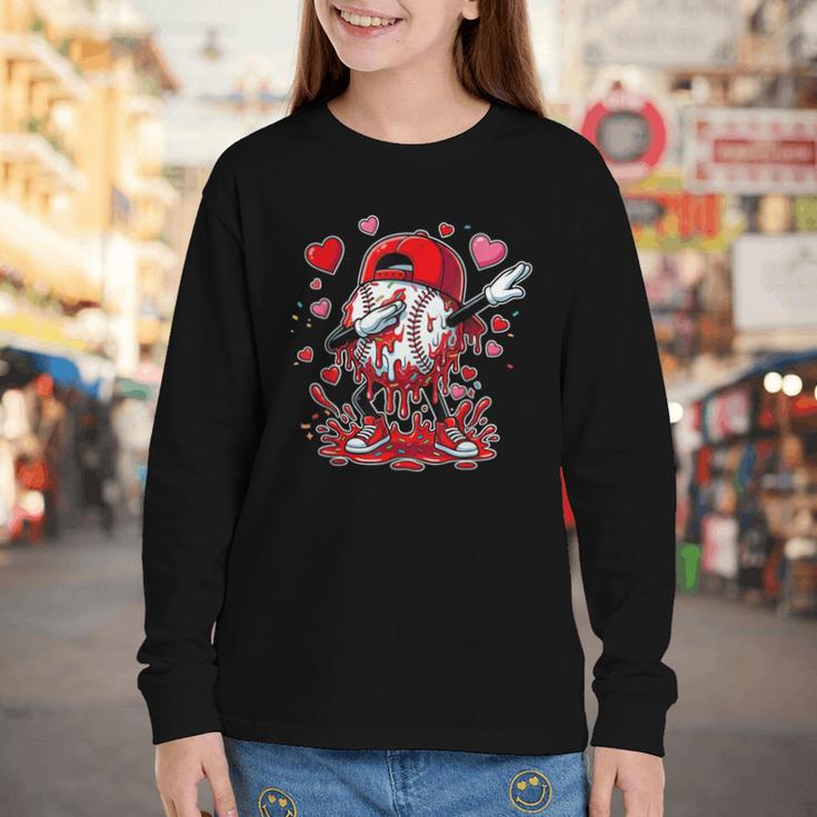Valentines Baseball Toddler Boys Kids Dabbing Baseball Drip Youth Long Sleeve Tee Valentines Baseball Toddler Boys Kids Dabbing Baseball Drip Youth Long Sleeve Tee
