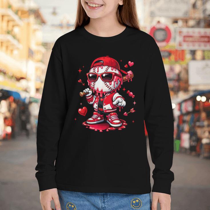 Valentines Day Baseball Drip Ice Cream For Boys Kids Teens Youth Long Sleeve Tee Valentines Day Baseball Drip Ice Cream For Boys Kids Teens Youth Long Sleeve Tee