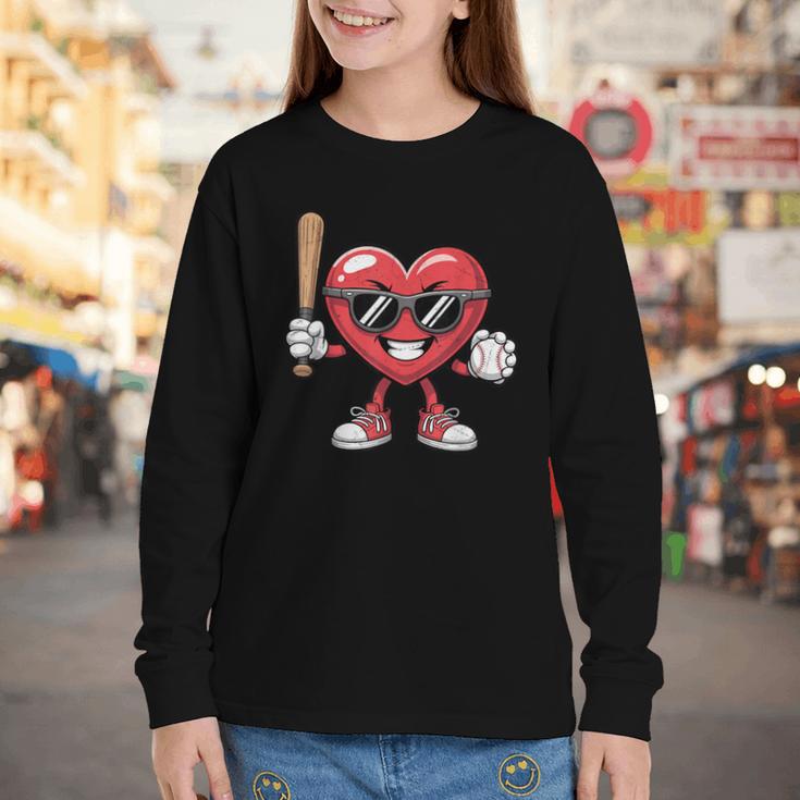 Valentines Day Heart Playing Baseball Boys Men Kids Girls Youth Long Sleeve Tee Valentines Day Heart Playing Baseball Boys Men Kids Girls Youth Long Sleeve Tee