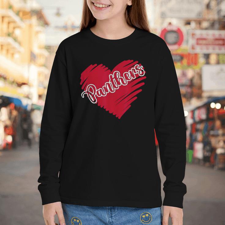 Vintage Panthers School Sports Name Spirit Go Back To School Youth Long Sleeve Tee