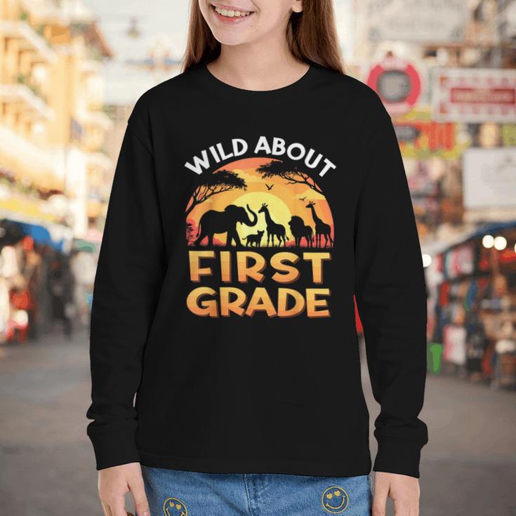 Wild About First Grade Zoo Animals Back To School Safari Youth Long Sleeve Tee Wild About First Grade Zoo Animals Back To School Safari Youth Long Sleeve Tee