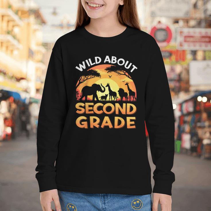 Wild About Second Grade Zoo Animals Back To School Safari Youth Long Sleeve Tee
