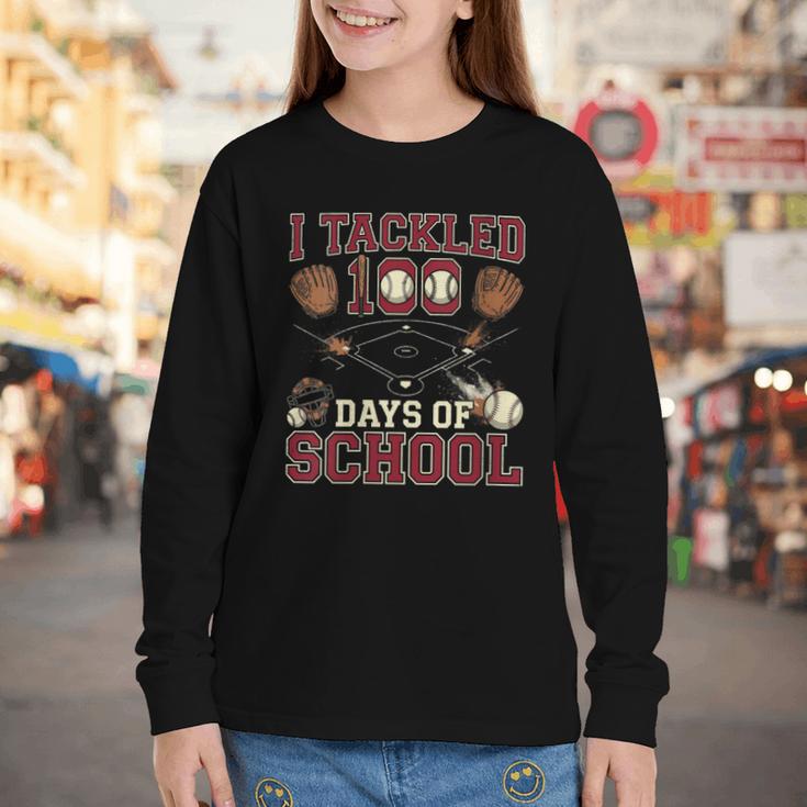 Women's 100 Days Of School Boys Kids Baseball Youth Long Sleeve Tee