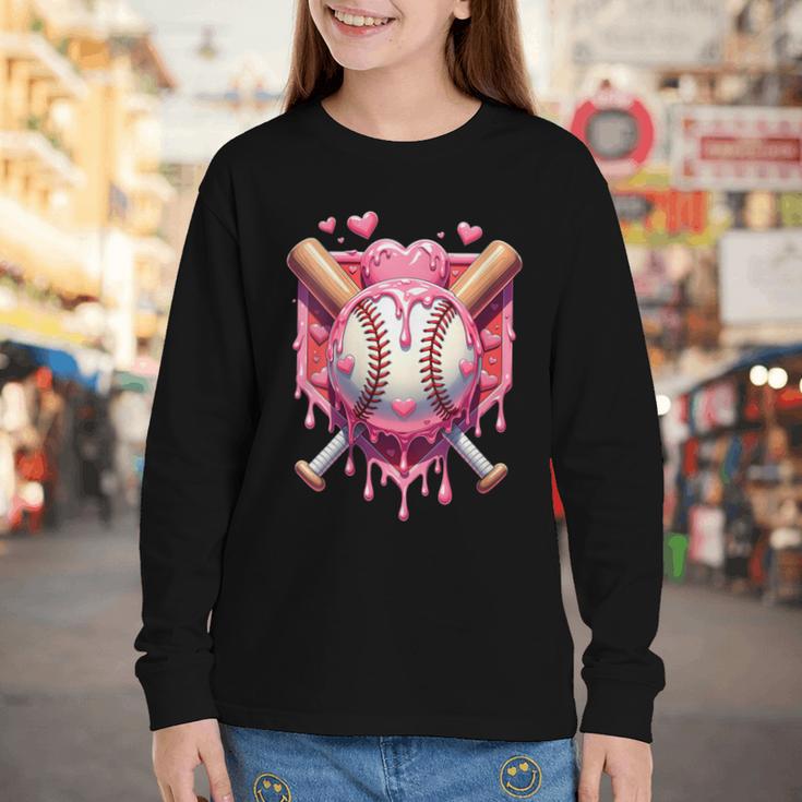 Women's Valentines Day Baseball Boys Ice Cream Drip Heart Youth Kids Youth Long Sleeve Tee Women's Valentines Day Baseball Boys Ice Cream Drip Heart Youth Kids Youth Long Sleeve Tee