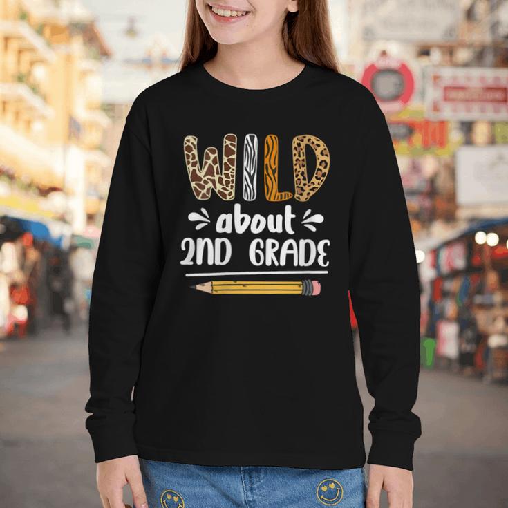 Women's Wild About 2nd Grade Kids Zoo Animal Lover Back To School Youth Long Sleeve Tee