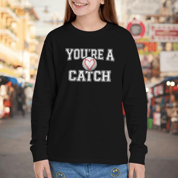 You'Re A Catch Baseball Pun Heart Kids Boys Valentines Youth Long Sleeve Tee You'Re A Catch Baseball Pun Heart Kids Boys Valentines Youth Long Sleeve Tee