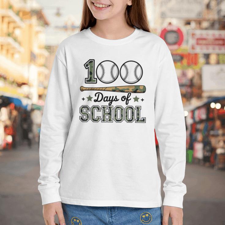 100 Days Of School Baseball Camo Boys School Teacher Youth Long Sleeve Tee 100 Days Of School Baseball Camo Boys School Teacher Youth Long Sleeve Tee