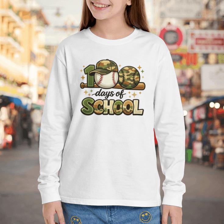100 Days Of School Baseball Camo School Teacher Boy Youth Long Sleeve Tee 100 Days Of School Baseball Camo School Teacher Boy Youth Long Sleeve Tee