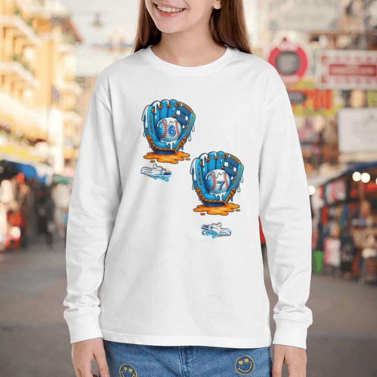 6-7 Meme Baseball Drip Team Glove Catcher Ice Cream Youth Long Sleeve Tee