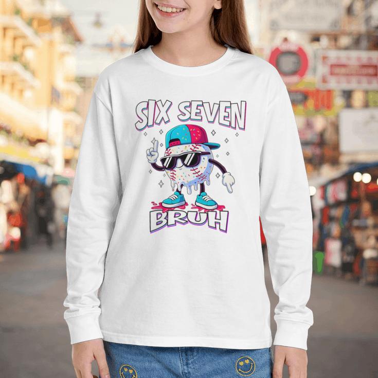 67 Meme Six Seven Baseball Ice Cream Drip Girls Boys Premium Tri-Blend Youth Long Sleeve Tee