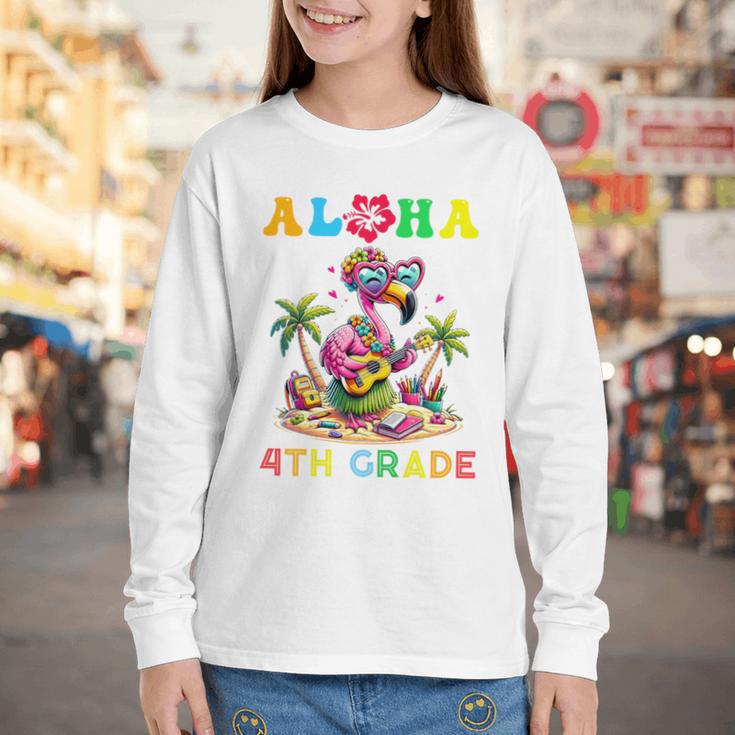 Aloha Fourth Grade Flamingo Hawaii Back To School Kids Girl Premium Tri-Blend Youth Long Sleeve Tee Aloha Fourth Grade Flamingo Hawaii Back To School Kids Girl Premium Tri-Blend Youth Long Sleeve Tee