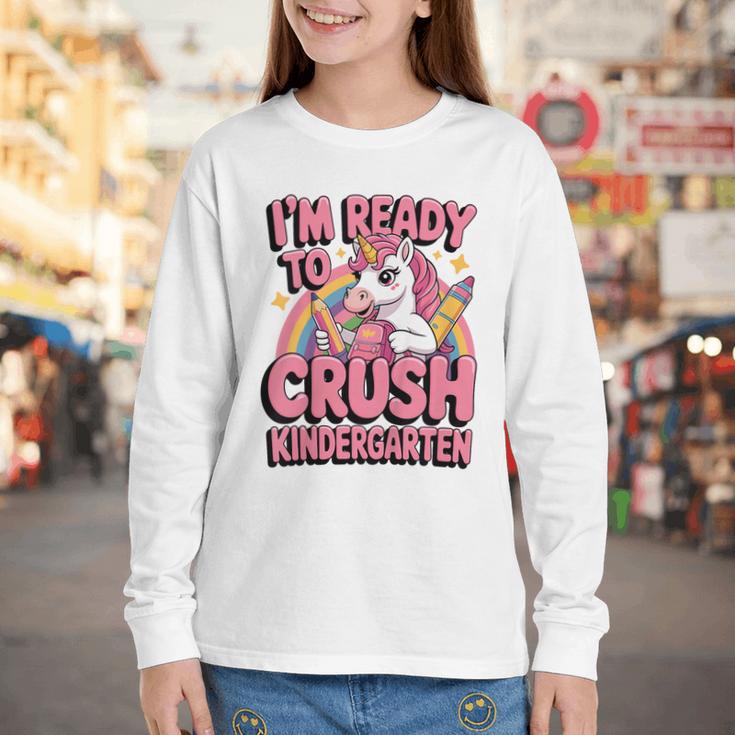 Back To School I'm Ready To Crush Kindergarten Unicorn Youth Long Sleeve Tee Back To School I'm Ready To Crush Kindergarten Unicorn Youth Long Sleeve Tee
