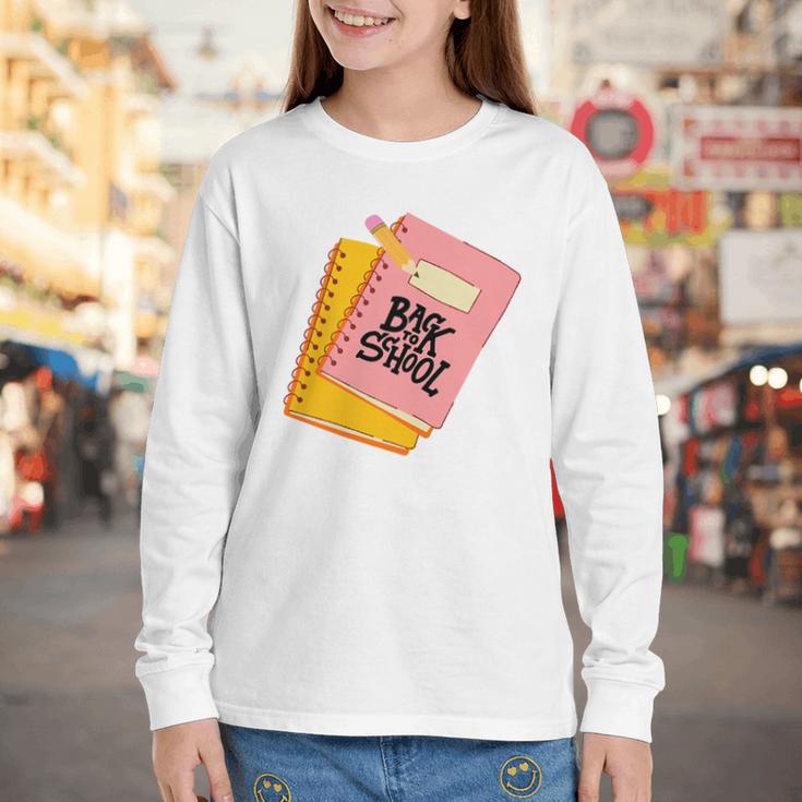 Back To School Notebook And Pencil Graphic Design Premium Tri-Blend Youth Long Sleeve Tee