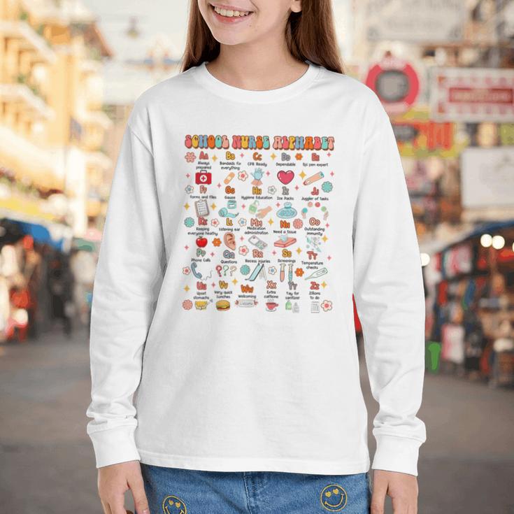 Back To School School Nurse Alphabet School Nurse Life Youth Long Sleeve Tee