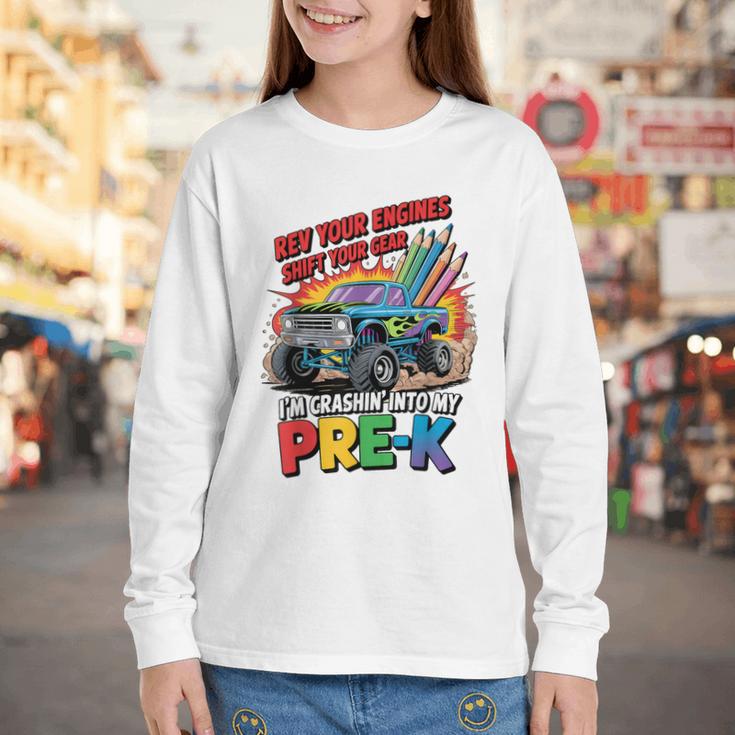 Back To School Pre-K Preschool Monster Truck First Day Boys Youth Long Sleeve Tee Back To School Pre-K Preschool Monster Truck First Day Boys Youth Long Sleeve Tee
