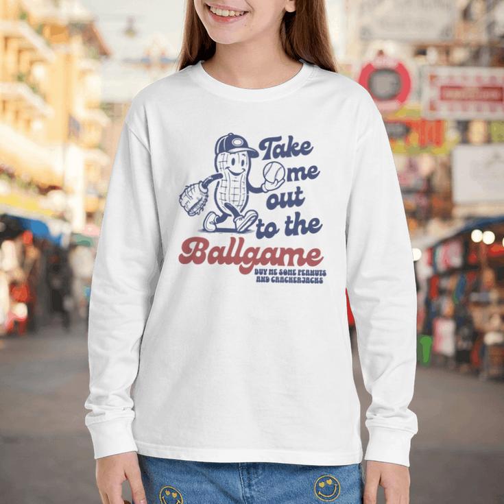 Take Me Out To The Ball Game Retro Peanuts Baseball Sports Youth Long Sleeve Tee Take Me Out To The Ball Game Retro Peanuts Baseball Sports Youth Long Sleeve Tee