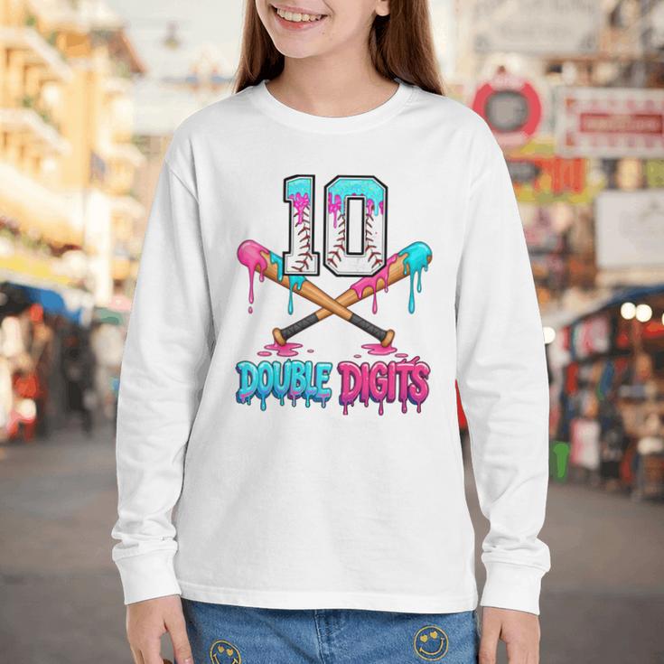 Baseball 10 Year Old Ice Cream Drip 10th Bday Double Digits Youth Long Sleeve Tee Baseball 10 Year Old Ice Cream Drip 10th Bday Double Digits Youth Long Sleeve Tee