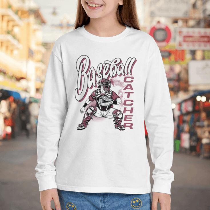 Baseball Catcher Gear Home Plate Youth Long Sleeve Tee Baseball Catcher Gear Home Plate Youth Long Sleeve Tee