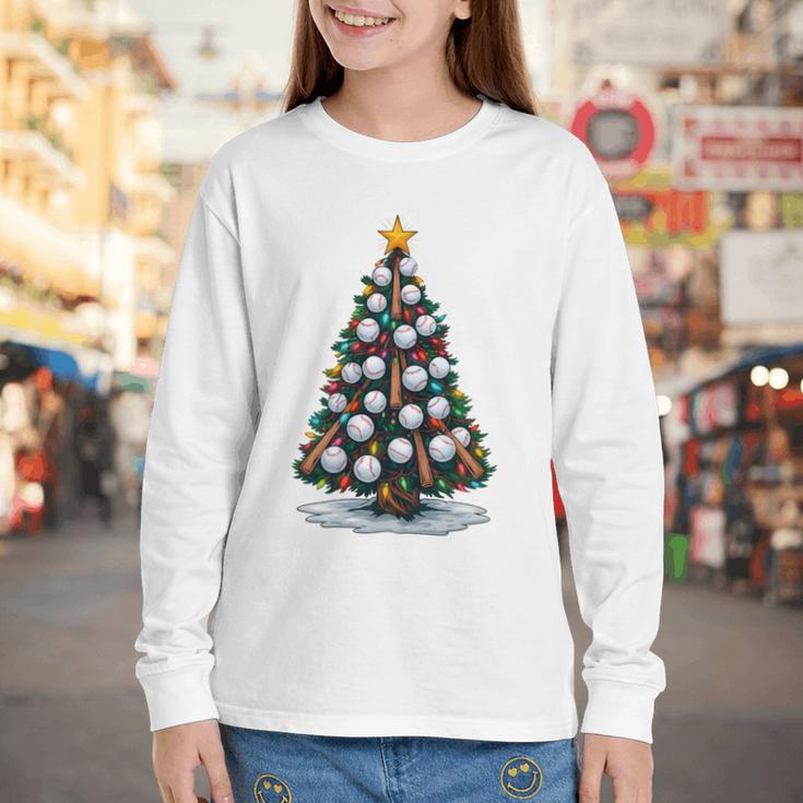 Baseball Christmas Tree Men Boys Youth Santa Sports Youth Long Sleeve Tee Baseball Christmas Tree Men Boys Youth Santa Sports Youth Long Sleeve Tee