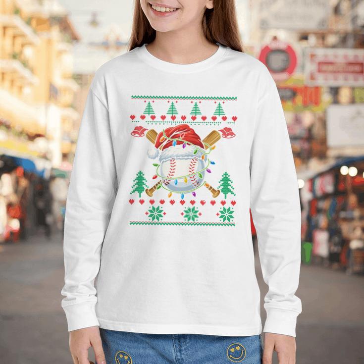 Baseball Christmas Ugly Sweater Santa Sport Men Kids Youth Long Sleeve Tee Baseball Christmas Ugly Sweater Santa Sport Men Kids Youth Long Sleeve Tee
