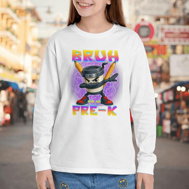 Bruh I'm In Pre-K Back To School Italian Brainrot Premium Tri-Blend Youth Long Sleeve Tee Bruh I'm In Pre-K Back To School Italian Brainrot Premium Tri-Blend Youth Long Sleeve Tee