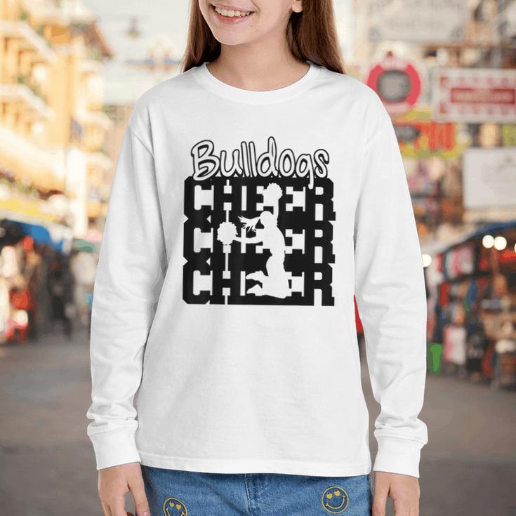 Bulldogs Cheer Back To School Cheerleading Spirit Youth Long Sleeve Tee Bulldogs Cheer Back To School Cheerleading Spirit Youth Long Sleeve Tee