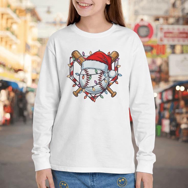 Christmas Baseball Santa Hat For Baseball Players Fans Youth Long Sleeve Tee Christmas Baseball Santa Hat For Baseball Players Fans Youth Long Sleeve Tee