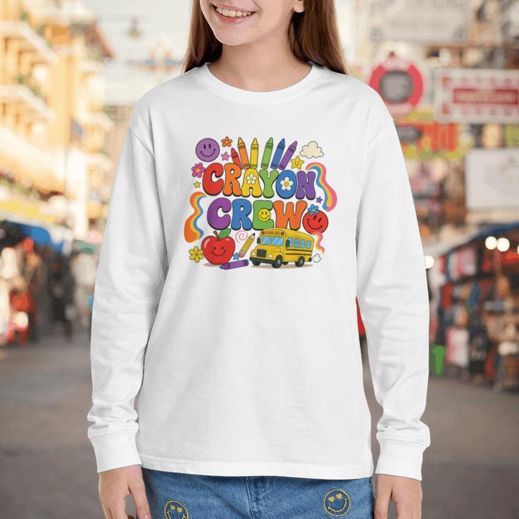 Crayon Crew Cute Back To School Vibes Student Youth Long Sleeve Tee