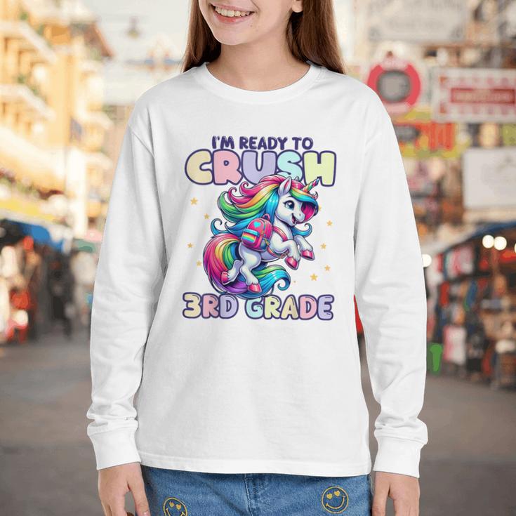 Crush 3rd Grade Girls Back To School Unicorn First Day Cute Youth Long Sleeve Tee Crush 3rd Grade Girls Back To School Unicorn First Day Cute Youth Long Sleeve Tee