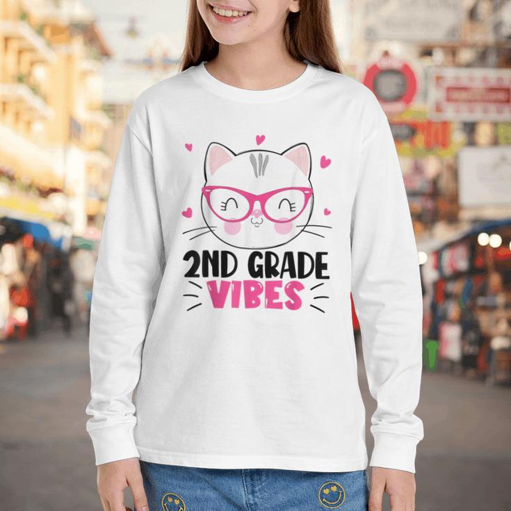 Cute 2nd Grade Vibes Cat Kitten Lover Back To School Girls Youth Long Sleeve Tee Cute 2nd Grade Vibes Cat Kitten Lover Back To School Girls Youth Long Sleeve Tee