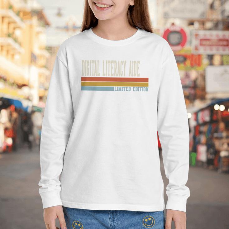 Digital Literacy Aide Week Retro Vintage Back To School Day Premium Tri-Blend Youth Long Sleeve Tee