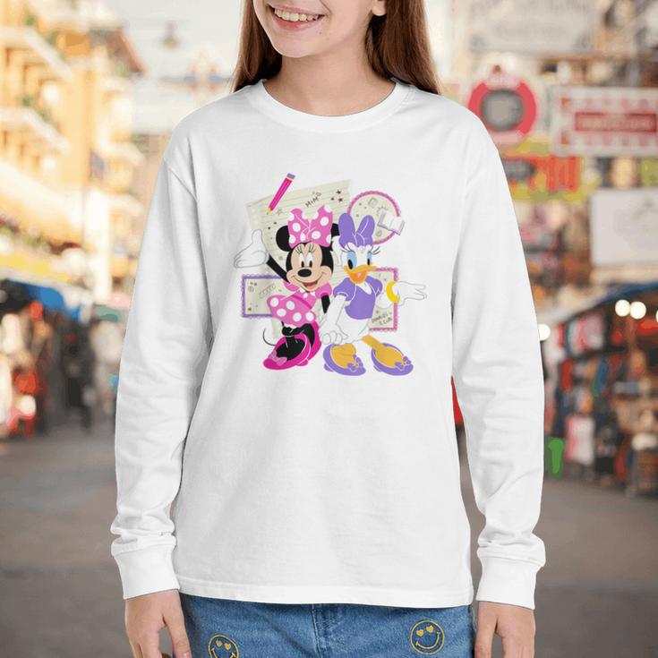Disney Minnie & Daisy Back To School Best Friends BFFs Youth Long Sleeve Tee Disney Minnie & Daisy Back To School Best Friends BFFs Youth Long Sleeve Tee