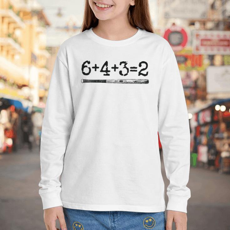 Double Play 6 4 3 2 Vintage Baseball Math Softball Player Premium Tri-Blend Youth Long Sleeve Tee