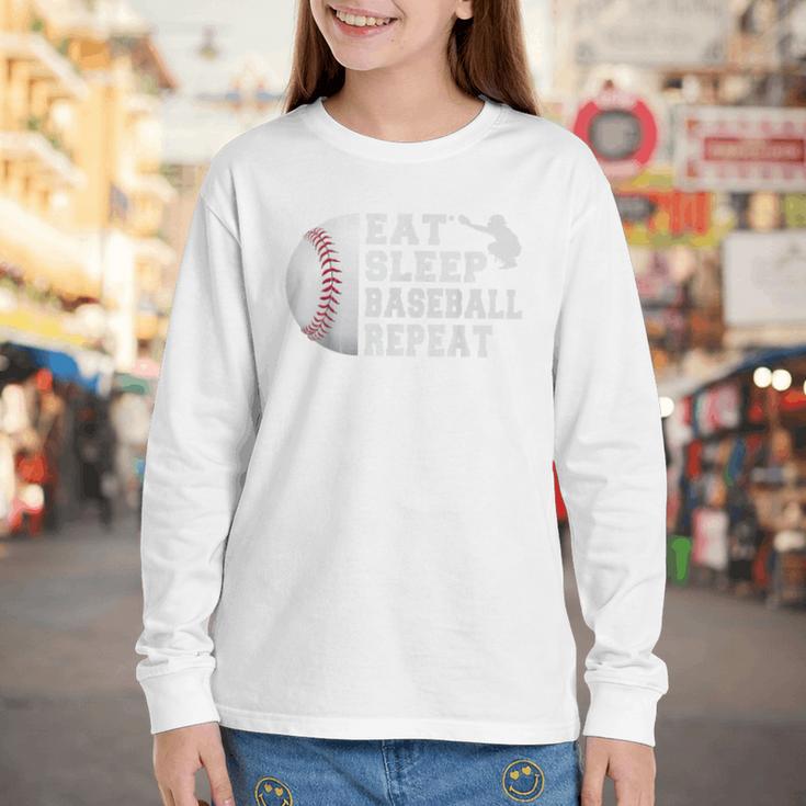 Eat Sleep Baseball Repeat Catcher Boys Youth Men Youth Long Sleeve Tee Eat Sleep Baseball Repeat Catcher Boys Youth Men Youth Long Sleeve Tee
