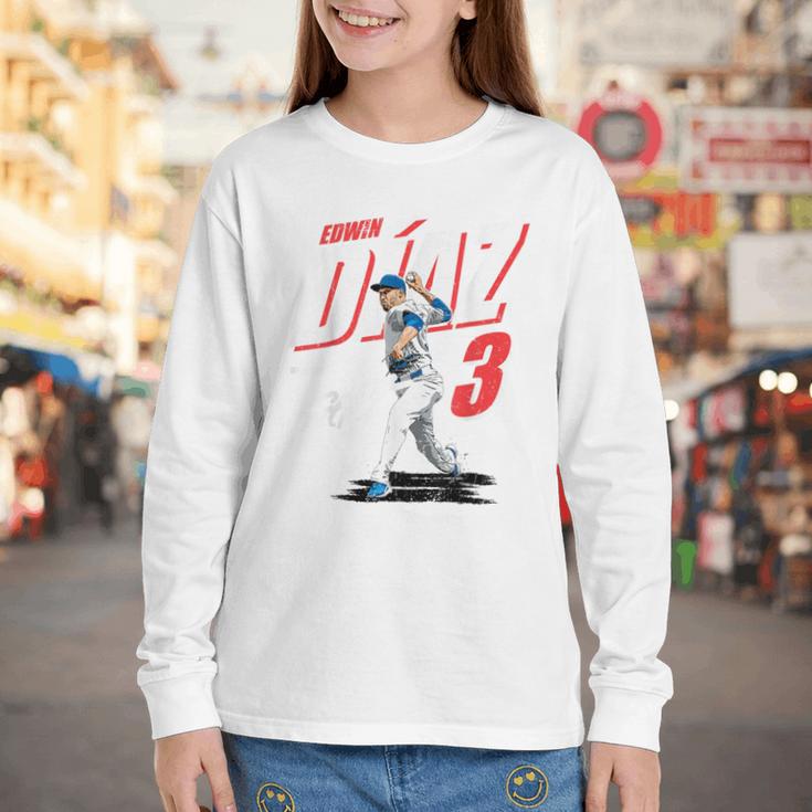 Edwin Diaz Los Angeles D Baseball Players MLBEDD204M Youth Long Sleeve Tee Edwin Diaz Los Angeles D Baseball Players MLBEDD204M Youth Long Sleeve Tee