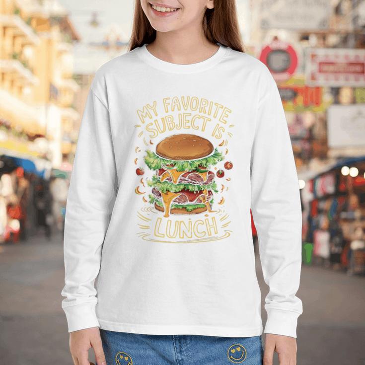 My Favorite Subject Is Lunch Hamburger Back To School Premium Tri-Blend Youth Long Sleeve Tee