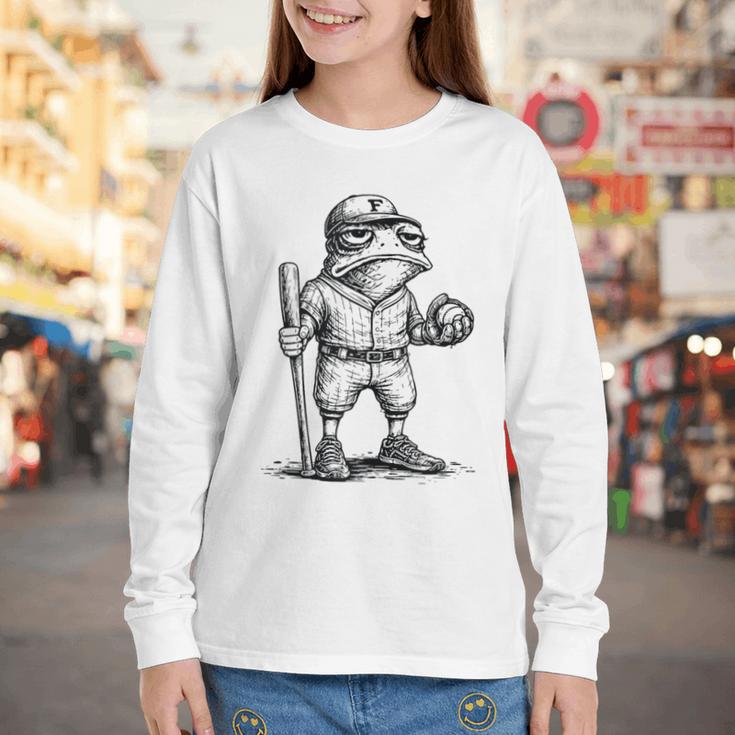Frog Basketbal Men Women Grumpy Frog Playing Baseball Youth Long Sleeve Tee Frog Basketbal Men Women Grumpy Frog Playing Baseball Youth Long Sleeve Tee