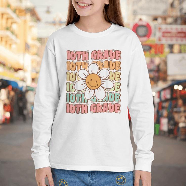 Groovy 10th Grade Back To School First Day Of Tenth Grade Youth Long Sleeve Tee