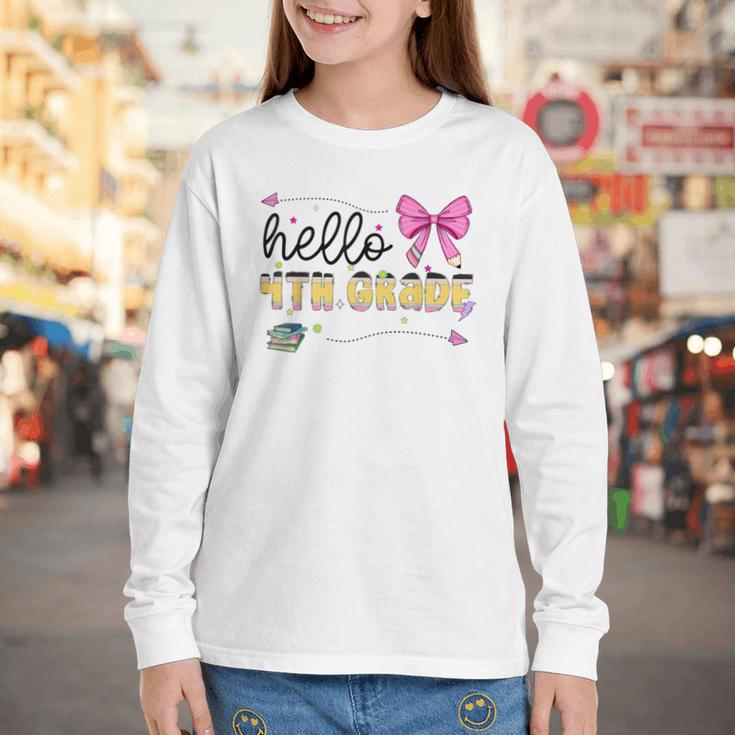 Hello 4th Grade Girls Coquette Fourth Grade Back To School Youth Long Sleeve Tee Hello 4th Grade Girls Coquette Fourth Grade Back To School Youth Long Sleeve Tee