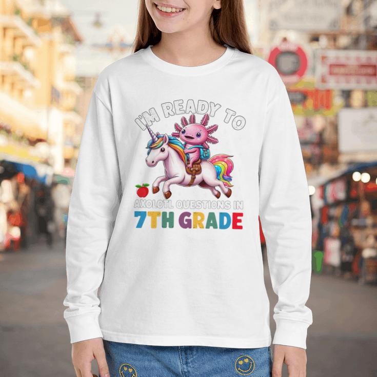 I'm Ready To Axolotl Questions In 7th Grade Back To School Premium Tri-Blend Youth Long Sleeve Tee I'm Ready To Axolotl Questions In 7th Grade Back To School Premium Tri-Blend Youth Long Sleeve Tee