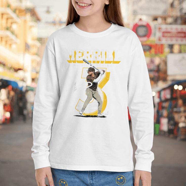 Jackson Merrill San Diego MLB Baseball Player MLBJME201M Youth Long Sleeve Tee Jackson Merrill San Diego MLB Baseball Player MLBJME201M Youth Long Sleeve Tee