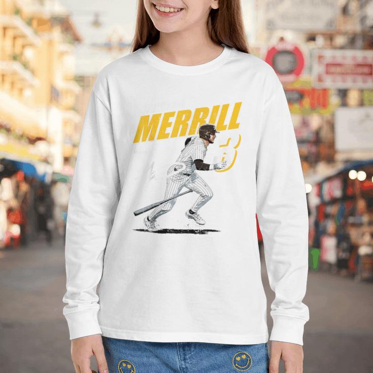 Jackson Merrill San Diego MLB Baseball Player MLBJME204M Youth Long Sleeve Tee Jackson Merrill San Diego MLB Baseball Player MLBJME204M Youth Long Sleeve Tee