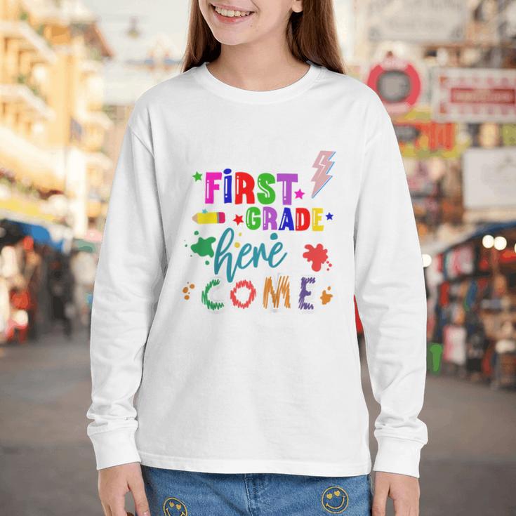 Kids Watch Out First Grade Here I Come 1st Grade Back To School Youth Long Sleeve Tee Kids Watch Out First Grade Here I Come 1st Grade Back To School Youth Long Sleeve Tee
