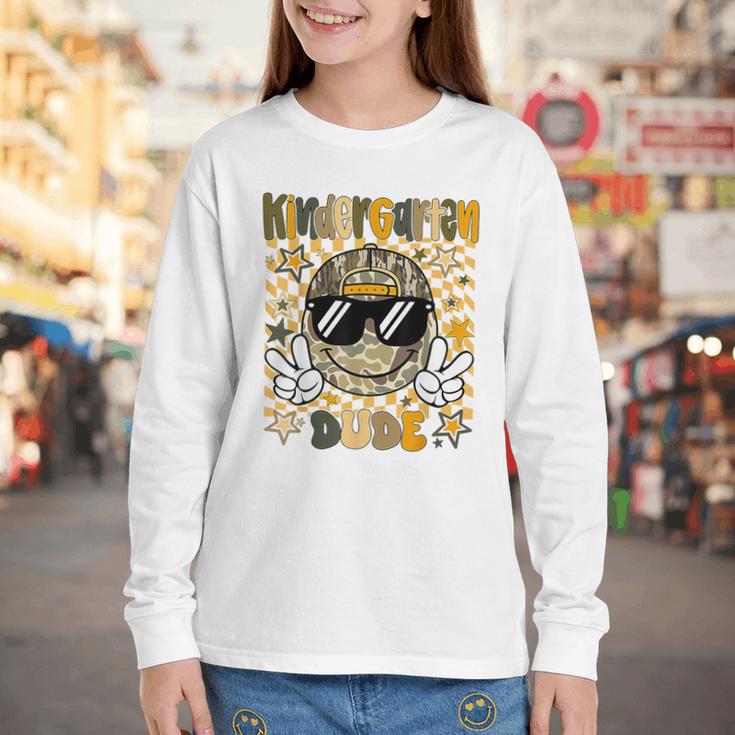 Kindergarten Camo Camouflage Smile Face Back To School Kids Youth Long Sleeve Tee Kindergarten Camo Camouflage Smile Face Back To School Kids Youth Long Sleeve Tee