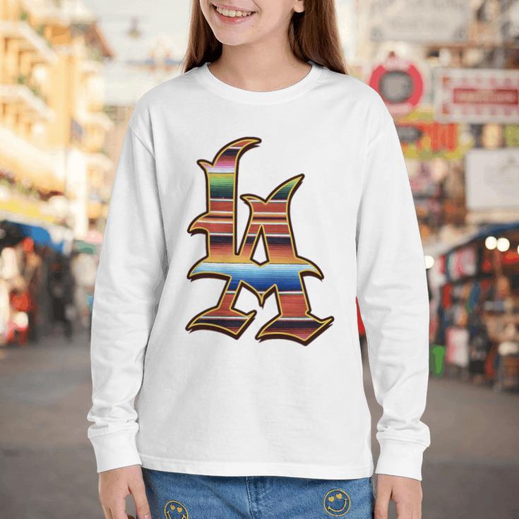 LA Sarape Los Angeles LA Sarape East LA Baseball Mexican Premium Tri-Blend Youth Long Sleeve Tee