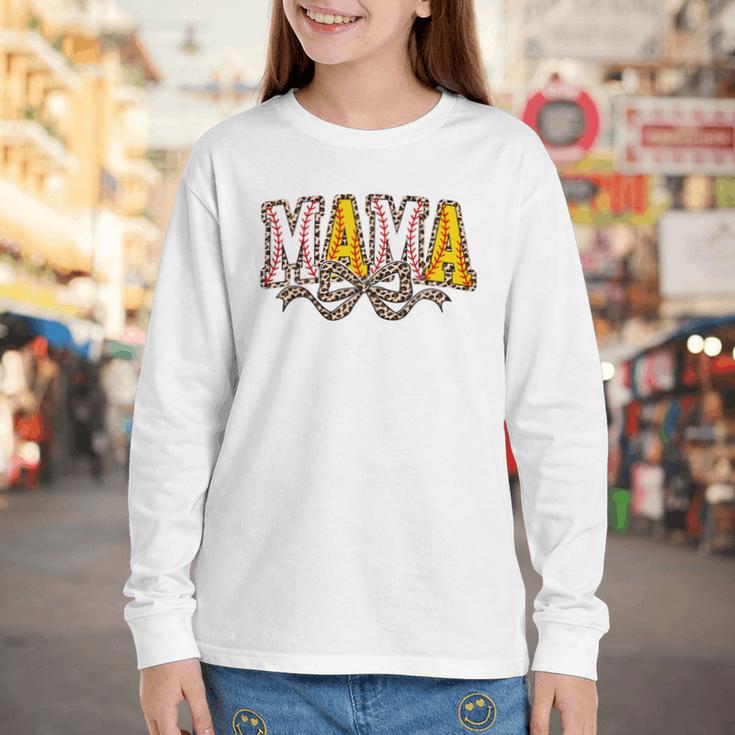 Leopard Baseball Softball Mama Bow Softball Baseball Mom Youth Long Sleeve Tee Leopard Baseball Softball Mama Bow Softball Baseball Mom Youth Long Sleeve Tee