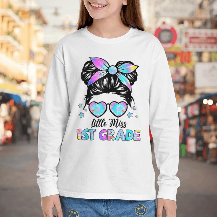 Little Miss 1st Grade Messy Bun Back To School Girls Kids Youth Long Sleeve Tee Little Miss 1st Grade Messy Bun Back To School Girls Kids Youth Long Sleeve Tee